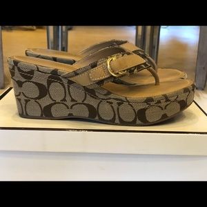 Coach Wedge Sandals Never Worn